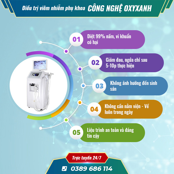 Hỗ trợ điều trị khí hư màu xanh hiệu quả với Công nghệ Oxy xanh